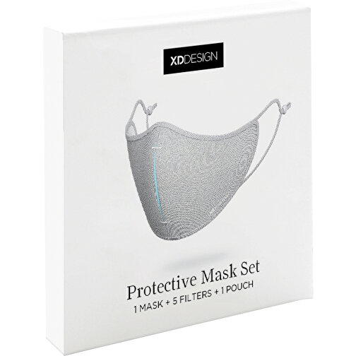 XD DESIGN Masken-Set, Grau , grau, Polyester, 13,50cm x 18,00cm (Länge x Höhe), Bild 2