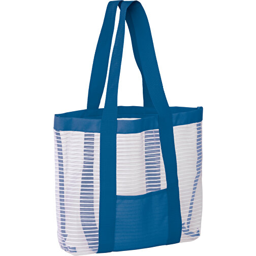 Strandtasche , weiss / blau, PolJater, 42,00cm x 30,00cm x 10,00cm (Länge x Höhe x Breite), Bild 1
