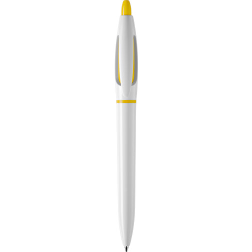 Kugelschreiber S! Hardcolour , weiss / gelb, ABS, 13,50cm (Länge), Bild 1