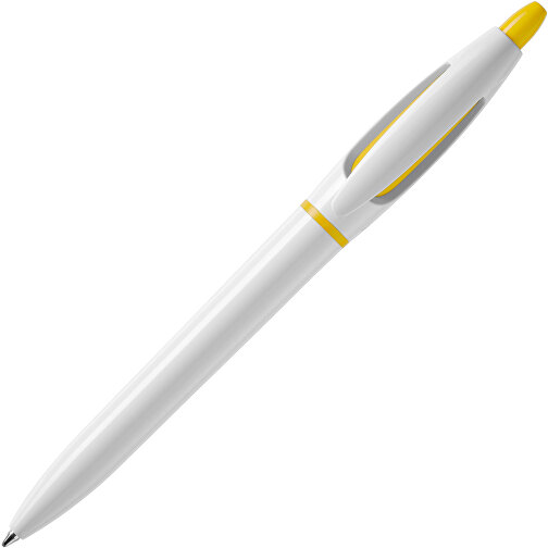 Kugelschreiber S! Hardcolour , weiss / gelb, ABS, 13,50cm (Länge), Bild 2