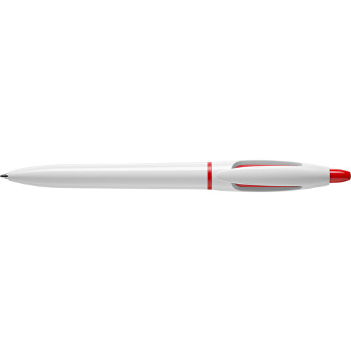 Kugelschreiber S! Hardcolour , weiß / rot, ABS, 13,50cm (Länge), Bild 3
