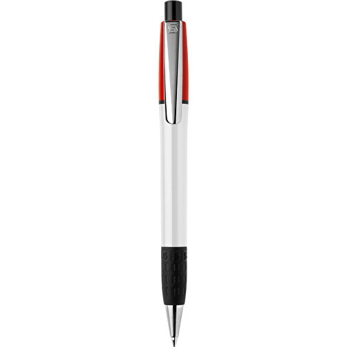 Kugelschreiber Semyr Grip Colour Hardcolour , weiss / rot, ABS & Metall, 13,70cm (Länge), Bild 1