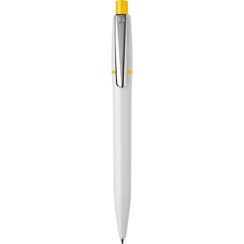 Kugelschreiber Semyr Hardcolour , weiß / gelb, ABS & Metall, 13,70cm (Länge), Bild 1