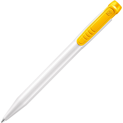 Kugelschreiber Pier Hardcolour , weiß / gelb, ABS, 13,60cm (Länge), Bild 2