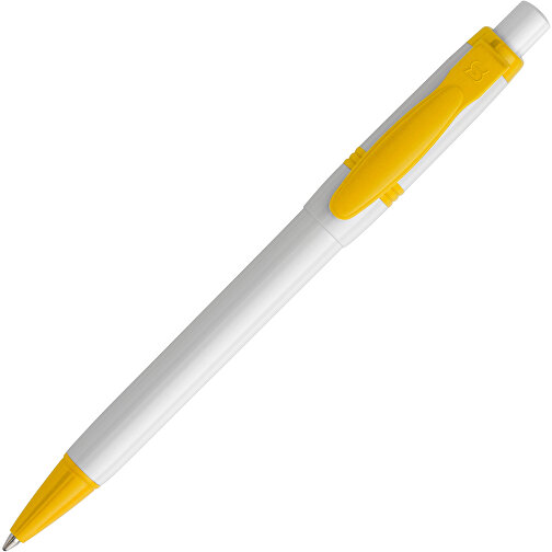 Kugelschreiber Olly Hardcolour , weiß / gelb, ABS, 13,80cm (Länge), Bild 2