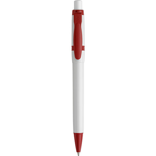 Kugelschreiber Olly Hardcolour , weiß / rot, ABS, 13,80cm (Länge), Bild 1