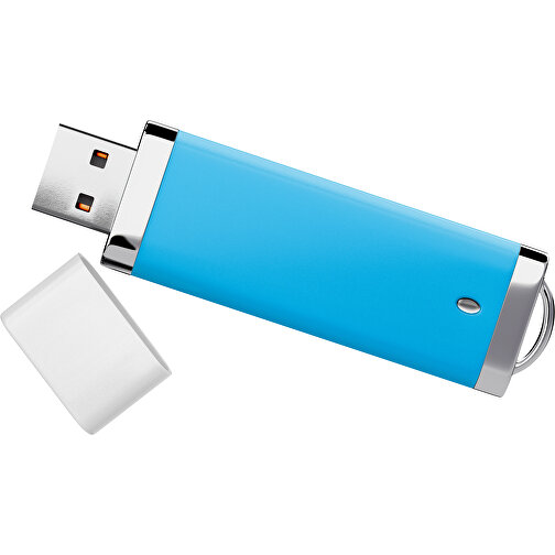 PromoPerfect USB-STICK 2.0 PLASTIK , himmelblau / weiß MB , 65 GB , Gummiplastik, Kunststoff MB , 7,00cm x 0,70cm x 2,00cm (Länge x Höhe x Breite), Bild 1