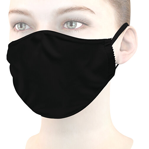 Mikrofaser-Kindermaske , schwarz, 70% Polyester, 30% Polyamid, 17,00cm x 6,00cm (Länge x Breite), Bild 1