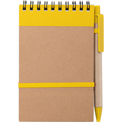 Notizbuch Ecocard , gelb, Reclycling Pappe, 9,70cm x 1,00cm x 14,40cm (Länge x Höhe x Breite), Bild 1
