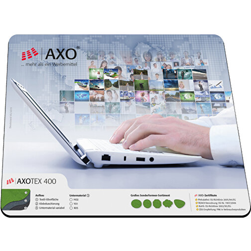 AXOPAD® Mousepad AXOTex 400, 20 X 20 Cm Quadratisch, 1 Mm Dick , 4-C Euroskala, Polyestergewebe, Latexcompound strukturiert, 20,00cm x 0,10cm x 20,00cm (Länge x Höhe x Breite), Bild 1