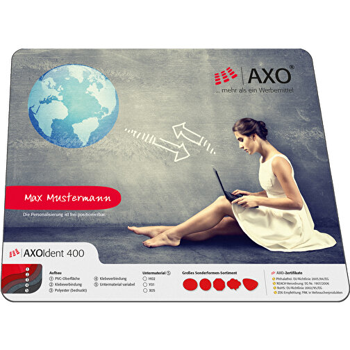 AXOPAD® Mousepad AXOIdent 400, 20 X 20 Cm Quadratisch, 1 Mm Dick , 4-C Euroskala, Kristall-Strukturfolie 170µ, Latexcompound strukturiert, 20,00cm x 0,10cm x 20,00cm (Länge x Höhe x Breite), Bild 1