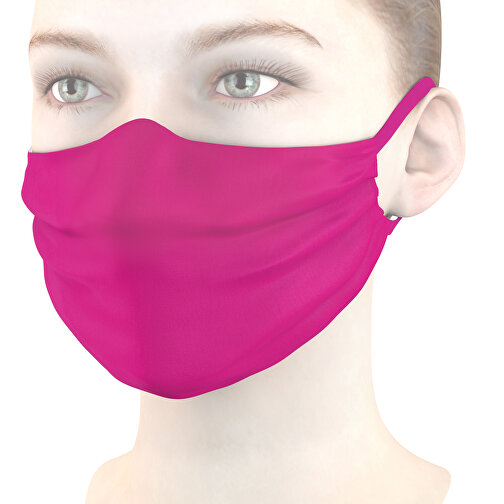 Mund-Nasen-Maske Mit Nasenbügel , fuchsia, Polyester, 11,00cm x 9,00cm (Länge x Breite), Bild 1