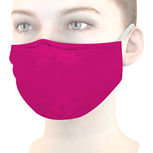 Mund-Nasen-Maske Deluxe , fuchsia, Polyester, 21,00cm x 12,00cm (Länge x Breite), Bild 1