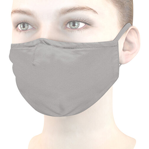 Mund-Nasen-Maske Deluxe , hellgrau, Polyester, 21,00cm x 12,00cm (Länge x Breite), Bild 1