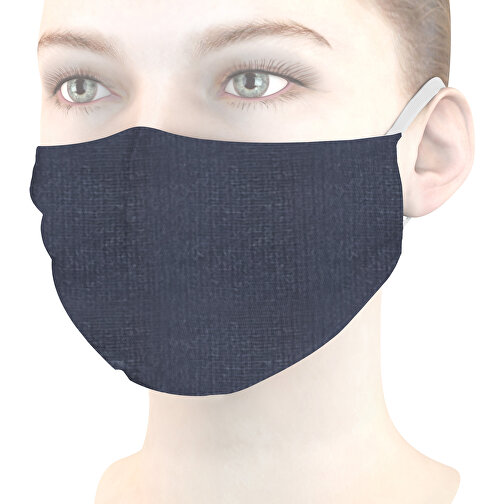 Mund-Nasen-Maske Deluxe , jeans, Baumwolle, 21,00cm x 12,00cm (Länge x Breite), Bild 1
