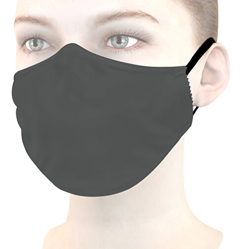 Mikrofaser-Kindermaske Mit Nasenbügel , dunkelgrau, 70% Polyester, 30% Polyamid, 17,00cm x 6,00cm (Länge x Breite), Bild 1