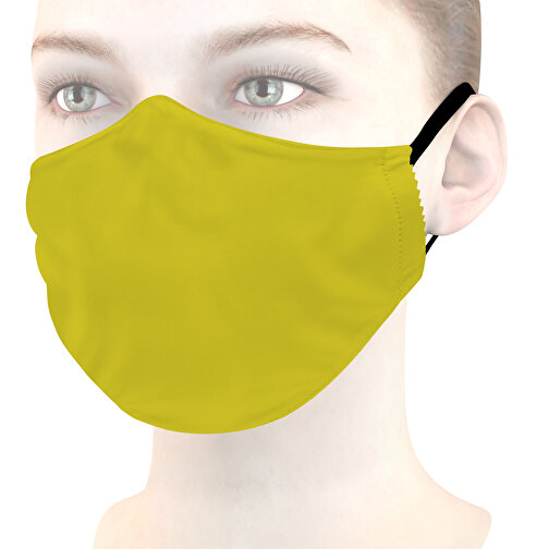 Mikrofaser-Gesichtsmaske Mit Nasenbügel , gelbgrün, 70% Polyester, 30% Polyamid, 18,00cm x 8,00cm (Länge x Breite), Bild 1