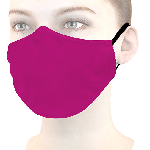 Mikrofaser-Gesichtsmaske Mit Nasenbügel , fuchsia, 70% Polyester, 30% Polyamid, 18,00cm x 8,00cm (Länge x Breite), Bild 1