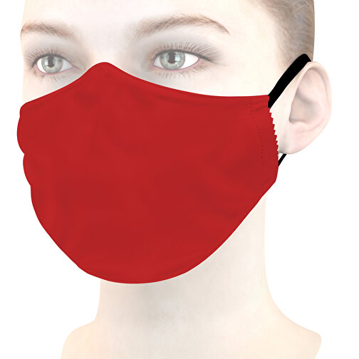 Mikrofaser-Gesichtsmaske Mit Nasenbügel , feuerrot, 70% Polyester, 30% Polyamid, 18,00cm x 8,00cm (Länge x Breite), Bild 1