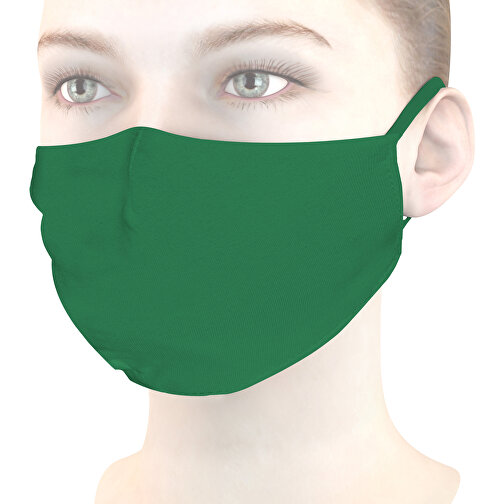 Mund-Nasen-Maske Deluxe , blattgrün, Baumwolle, 21,00cm x 12,00cm (Länge x Breite), Bild 1