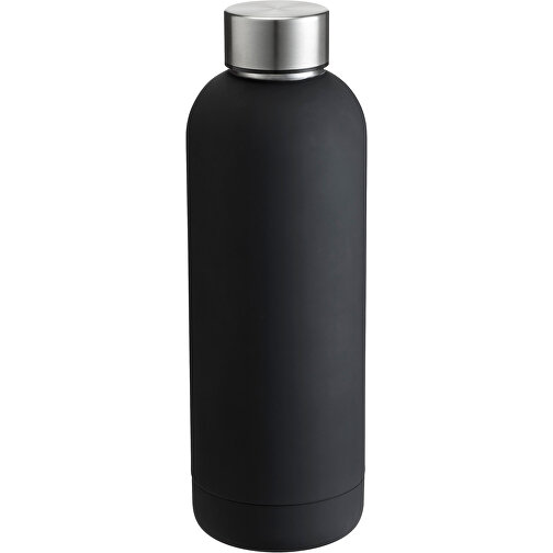 Schwarze Edelstahl-Thermosflasche 0,55 L Mit Doppelwandiger Vakuum-Isolierung Pulverbeschichtet , schwarz, Edelstahl, ABS, Silikon, 22,40cm (Höhe), Bild 1