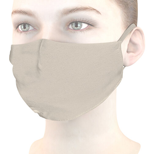 Mund-Nasen-Maske Deluxe , beige, Baumwolle, 21,00cm x 12,00cm (Länge x Breite), Bild 1