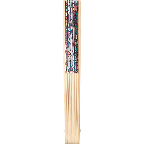 Full Color Fächer Aus Bambus , weiss, Bambus / Papier, 21,00cm x 38,00cm (Länge x Breite), Bild 2