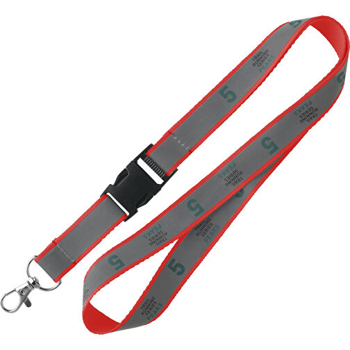 15 Mm Reflektierendes Lanyard , hellrot, Polyester, 92,00cm x 1,50cm (Länge x Breite), Bild 1