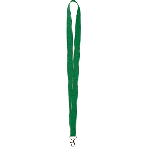 25 Mm Lanyard Mit Reflektierenden Fäden , dunkelgrün, Polyester, 90,00cm x 2,50cm (Länge x Breite), Bild 1