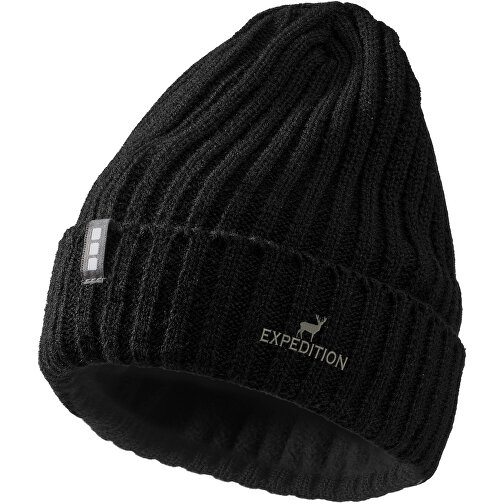Spire Mütze , schwarz, 2x2 rib knit 100% Acryl, 23,00cm x 19,00cm (Höhe x Breite), Bild 2