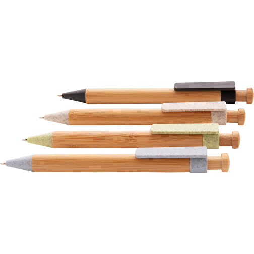 Bambus Stift Mit Wheatstraw-Clip, Weiß , weiß, Bambus, 13,80cm (Höhe), Bild 5