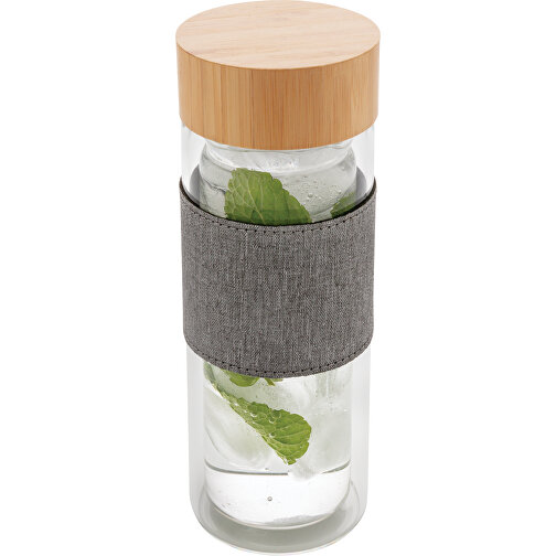 Impact Doppelwandige Borosilikatglas-Flasche , transparent, Glas, Bambus, 20,00cm (Höhe), Bild 1