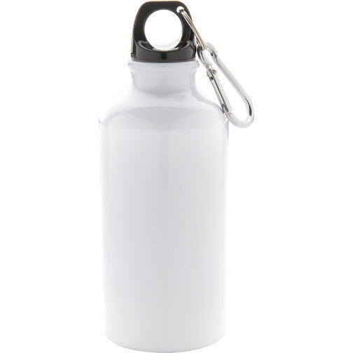 Aluminium Sportflasche Mit Karabiner, Weiß , weiß, Aluminium, 6,50cm x 17,50cm (Länge x Höhe), Bild 2