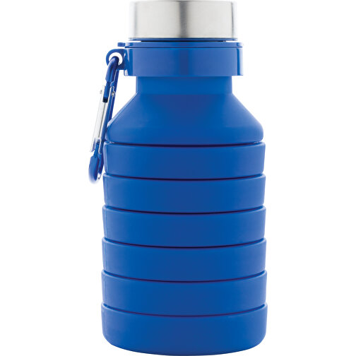 Auslaufgeschützte Faltbare Silikonflasche, Blau , blau, Silikon, 24,30cm (Höhe), Bild 2