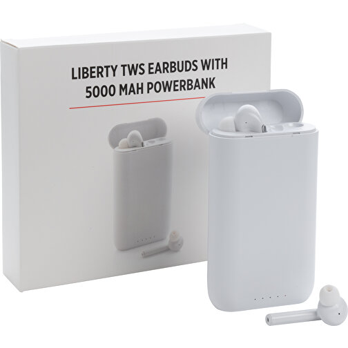 Liberty TWS Ohrhörer Mit 5.000 MAh Powerbank , weiß, ABS, Silikon, 12,60cm x 2,80cm x 7,00cm (Länge x Höhe x Breite), Bild 5