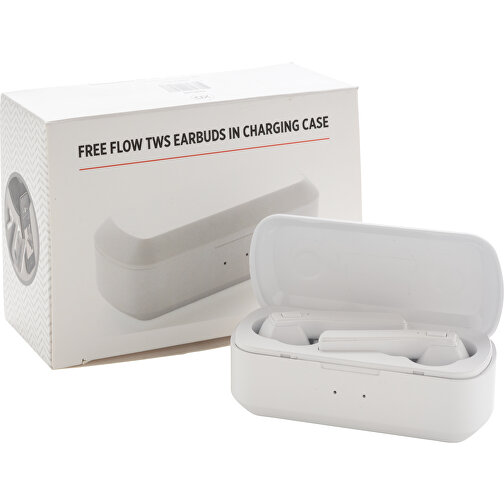Free Flow TWS Ohrhörer In Ladebox, Weiß , weiß, ABS, 8,10cm x 2,90cm (Länge x Höhe), Bild 4