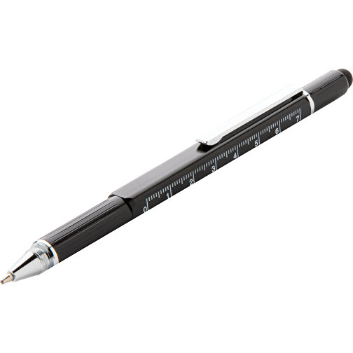 5-in-1 Aluminium Tool-Stift, Schwarz , schwarz, Aluminium, 15,00cm (Höhe), Bild 1