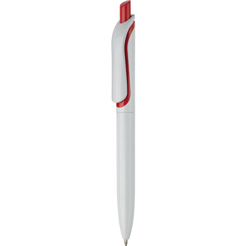 Kugelschreiber Modell Click Shadow - Hergestellt In Deutschland , weiss / rot, ABS, 14,30cm (Länge), Bild 1