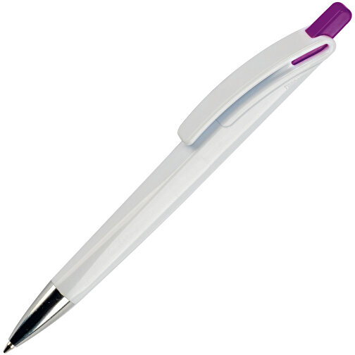 Kugelschreiber Riva Hardcolour , weiß / dunkelrosa, ABS, 14,40cm (Länge), Bild 2