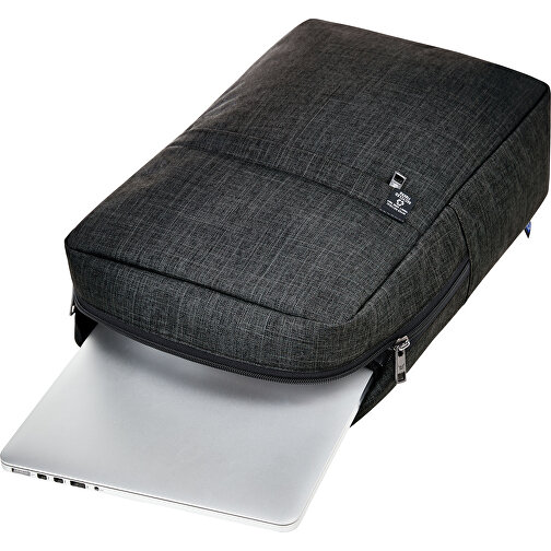 Notebook-Rucksack EUROPE , Halfar, schwarz meliert, rPET melange, 12,00cm x 42,00cm x 28,00cm (Länge x Höhe x Breite), Bild 4