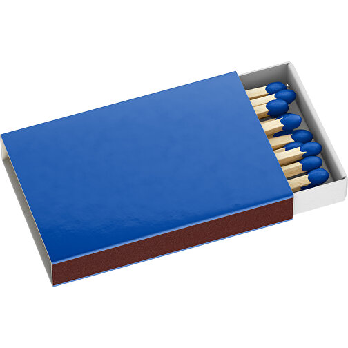 Streichholzschachtel 5,5 X 3,6 X 0,8 Cm , blau/weiß, Holz, Karton, 5,50cm x 0,80cm x 3,60cm (Länge x Höhe x Breite), Bild 1