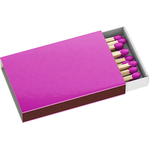 Streichholzschachtel 5,5 X 3,6 X 0,8 Cm , pink / weiss, Holz, Karton, 5,50cm x 0,80cm x 3,60cm (Länge x Höhe x Breite), Bild 1