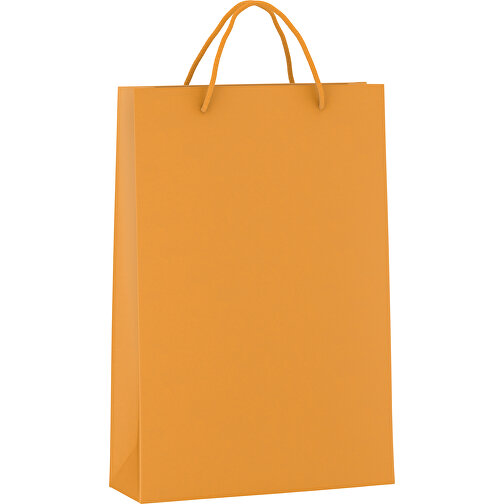 Tragetasche Basic 5 Mit Kunststoffkordeln , orange, Kraftpapier, 24,00cm x 36,00cm x 9,00cm (Länge x Höhe x Breite), Bild 1