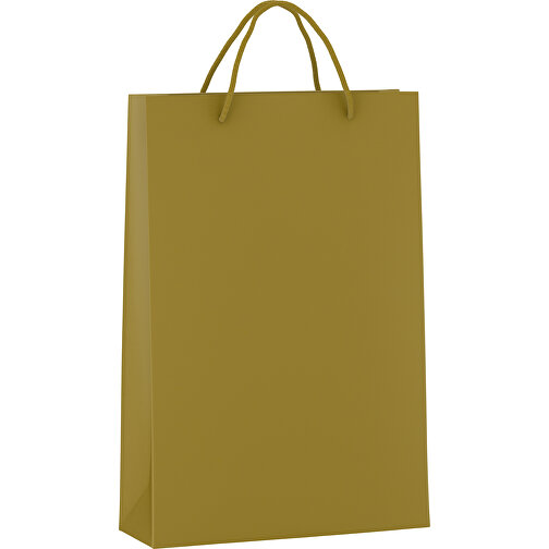 Tragetasche Basic 5 Mit Kunststoffkordeln , gold, Kraftpapier, 24,00cm x 36,00cm x 9,00cm (Länge x Höhe x Breite), Bild 1