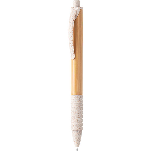 KUMA. Bambus-Kugelschreiber Mit Einem Anti-Rutsch-Clip , naturhell, Bambus. Weizenstrohfaser. ABS, , Bild 1