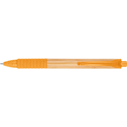 KUMA. Bambus-Kugelschreiber Mit Einem Anti-Rutsch-Clip , orange, Bambus. Weizenstrohfaser. ABS, , Bild 3