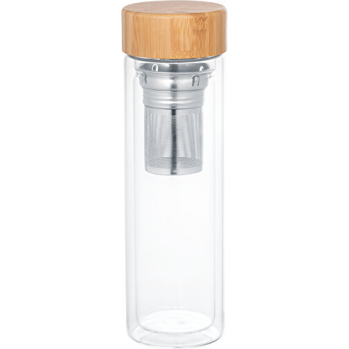 MAKAROVA. Flasche Aus Borosilikatglas Mit Teesieb 490 Ml , natur, Borosilikatglas. Bambus, , Bild 1