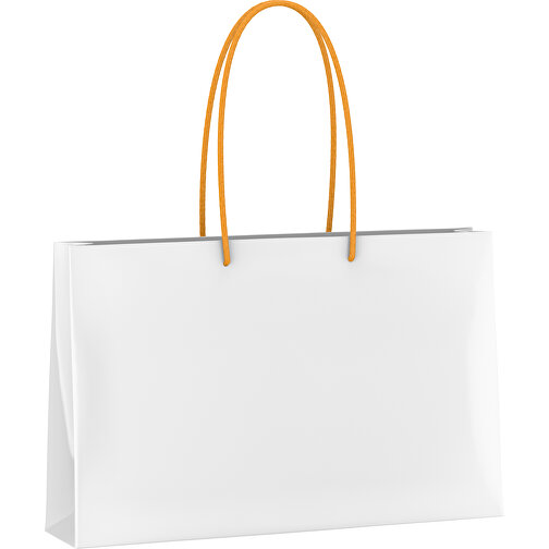 Tragetasche Classic 6 Mit Kunststoffkordeln , orange/weiß, White Chrom Papier, 37,00cm x 24,00cm x 9,00cm (Länge x Höhe x Breite), Bild 1