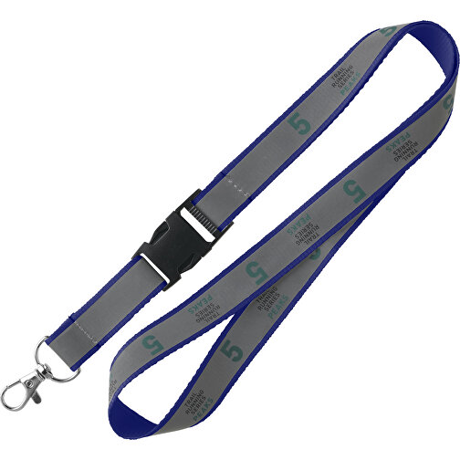 10 Mm Reflektierendes Lanyard , royalblau, Polyester, 92,00cm x 1,00cm (Länge x Breite), Bild 1