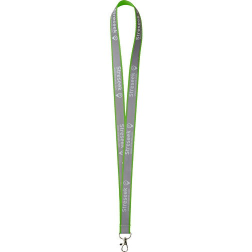 25 Mm Reflektierendes Lanyard , apfelgrün, Polyester, 90,00cm x 2,50cm (Länge x Breite), Bild 1